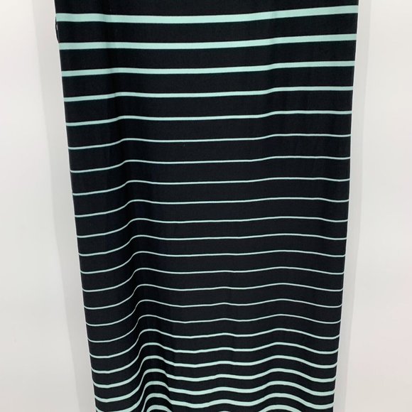 Roz & Ali Maxi Dress Stripe Blue Black Jersey Stretch Sleeveless - Picture 4 of 10